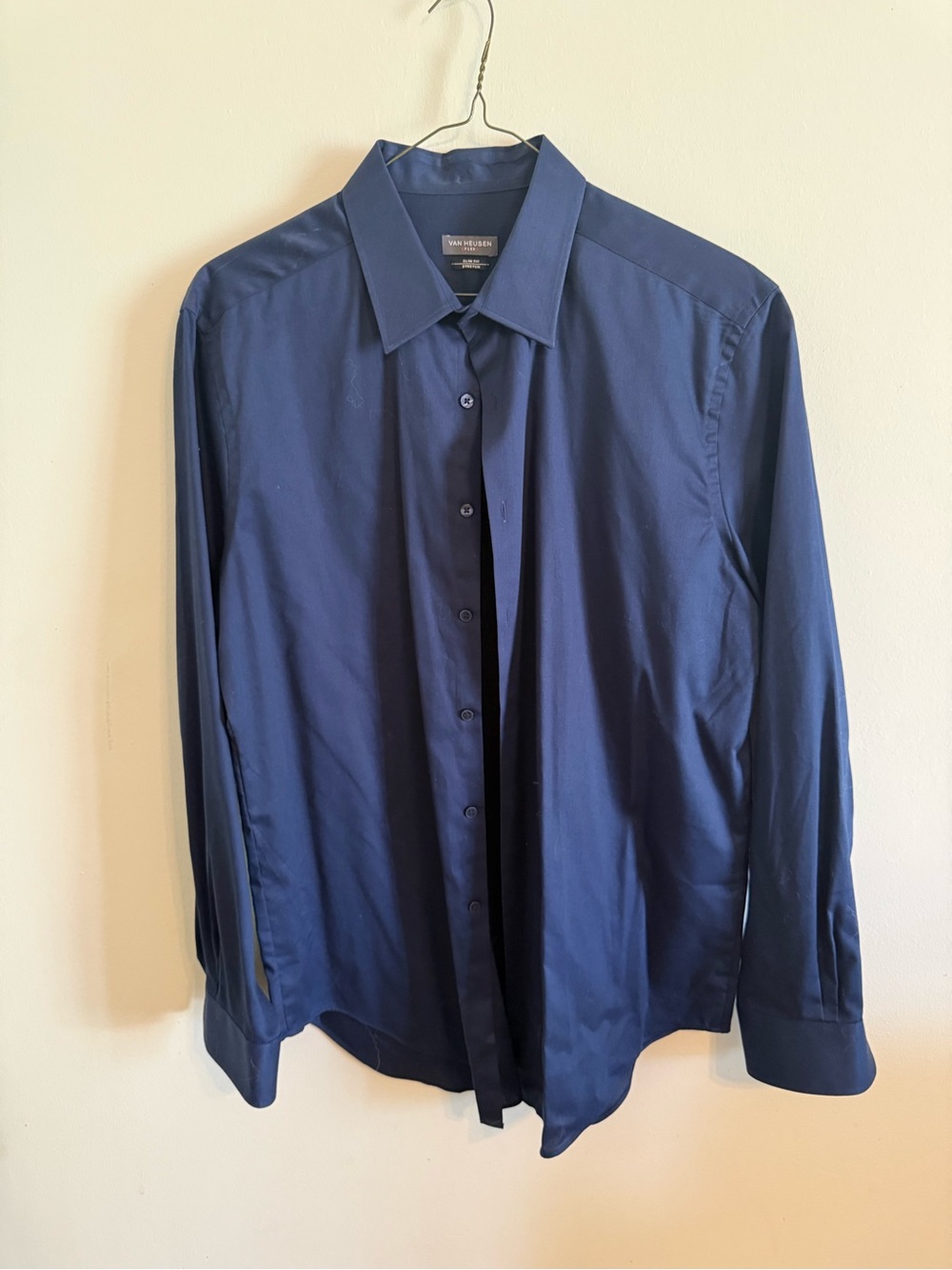 Van Heusen Men's Dark Blue Long-Sleeve Dress Shirt